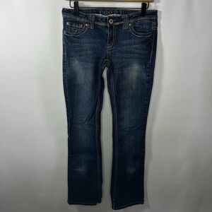Y2K Rue21 Pants Women Sz 3/4R Medium Wash Denim Low‎ Rise Slim Boot Flared Jeans